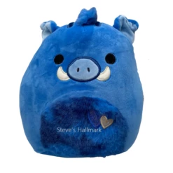 Valentine Squishmallow Berjon The Dark Blue Boar With Jewel Tone Fuzzy Belly And Hearts 5" Stuffed Plush By Kelly Toy