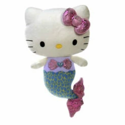12" Sanrio Hello Kitty Mermaid With Pink Bow And Blue Tail Stuffed Plush