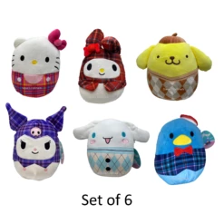 Fantasy Flight Games Shop 19 Squishmallow Set Of 6 Sanrio Plaid Squad Hello Kitty, My Melody, Cinnamoroll, Tuxedo Sam, Pompompurin, Kuromi 8" Stuffed Plush By Kelly Toy