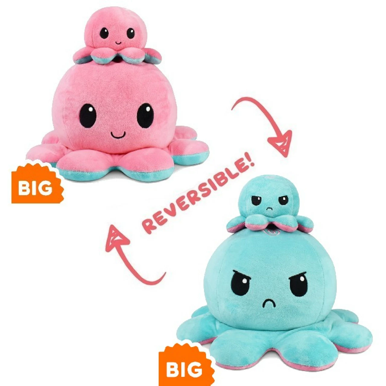 TeeTurtle: Big Reversible Octopus Plush - Pink & Turquoise 1 TeeTurtle: Big Reversible Octopus Plush - Pink & Turquoise
