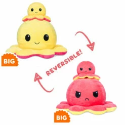 TeeTurtle: Big Reversible Octopus Plush - Yellow & Red