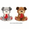 9" Gray Or Brown Puppy Dog With Red Heart In Mouth Valentine Stuffed Plush