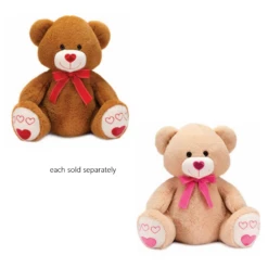 14.5" Love Bear With Embroidered Hearts Plush Stuffed Animal, Cream Or Brown