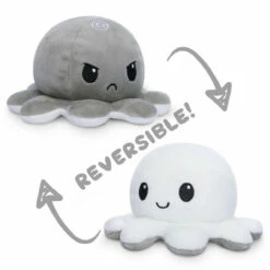 TeeTurtle: Reversible Octopus Plush - White Spark & Gray