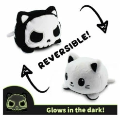 TeeTurtle: Reversible Cat & Skeleton Plush - Happy & Skeleton Glow