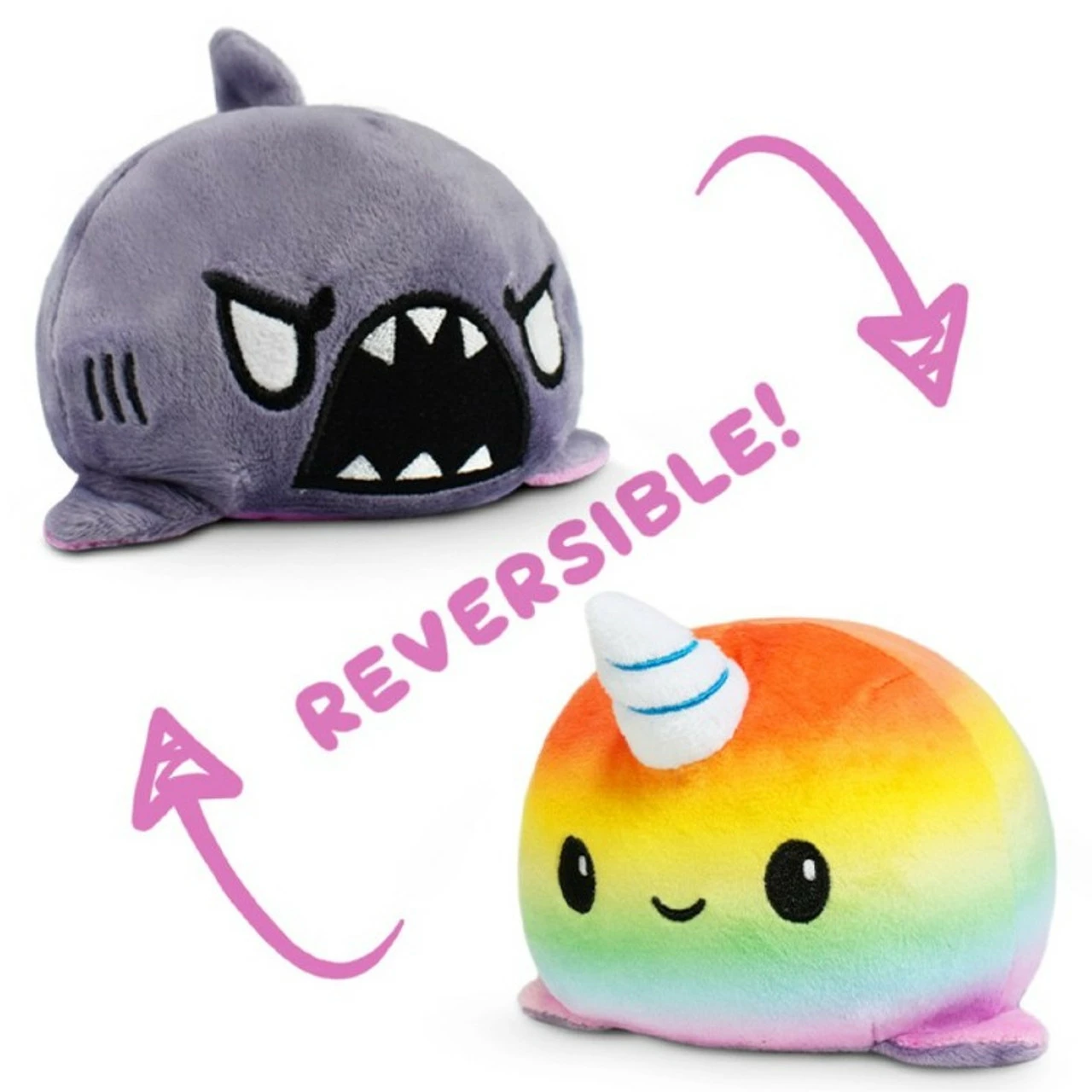 TeeTurtle: Reversible Narwhal/Shark Plush - Rainbow & Gray 1 TeeTurtle: Reversible Narwhal/Shark Plush - Rainbow & Gray